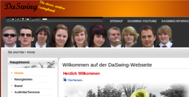 Die Webseite von DaSwing